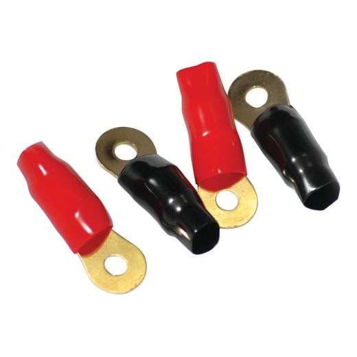American Bass 1/0 AWG Ring Terminals Red/Black (4 Pack)