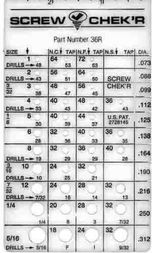 Plastic Screw Thread Checker - Inch