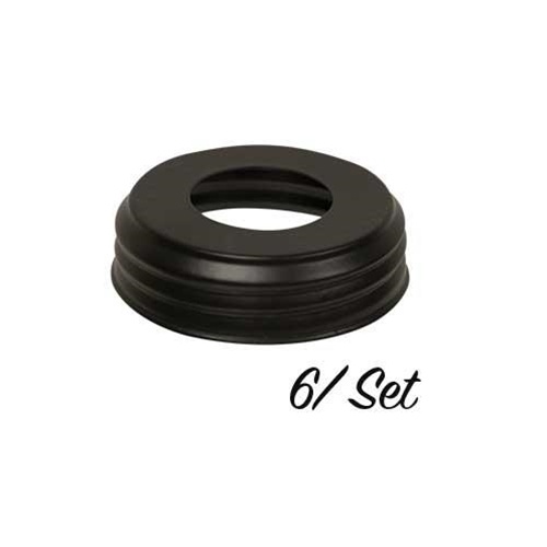 *6/Set, Black Mason Jar Lids W/Adapter Hole