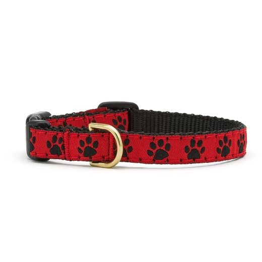 Red And Black Paw Small Breed Dog Collar - Up Country
