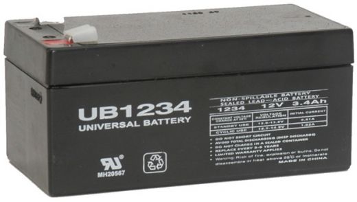 UPG Sealed Lead Acid AGM UB1234 Battery - 12V, 3.4AH