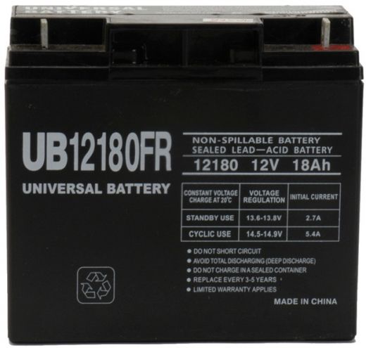UPG Flame Retardant Sealed Lead Acid AGM Battery UB12180FR 18 AH 12V