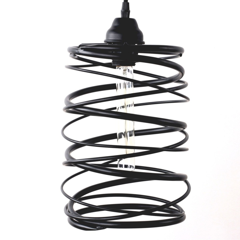 Unitary Brand Antique Black Metal Spiral Shade Pendant Light With 1 Light Painted Finish