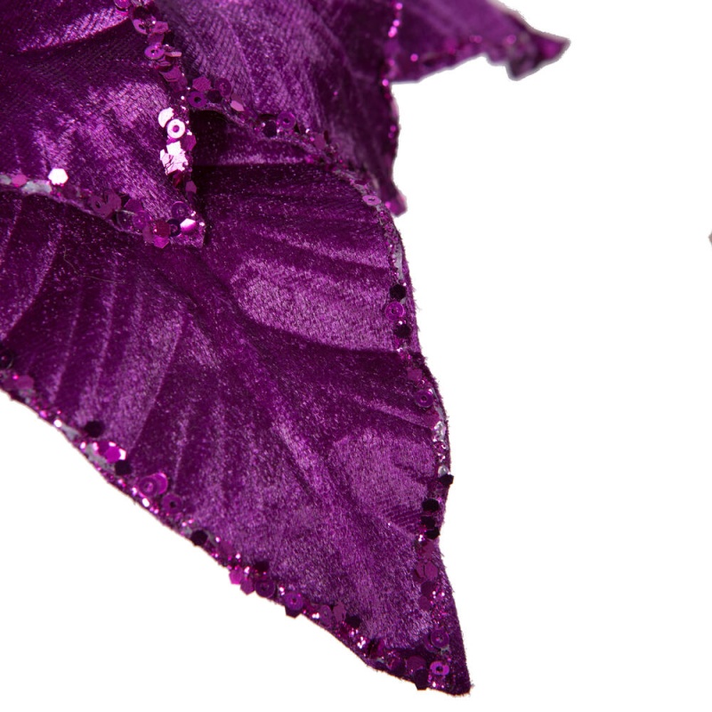 24" Purple Velvet Poinsettia 3/Bag