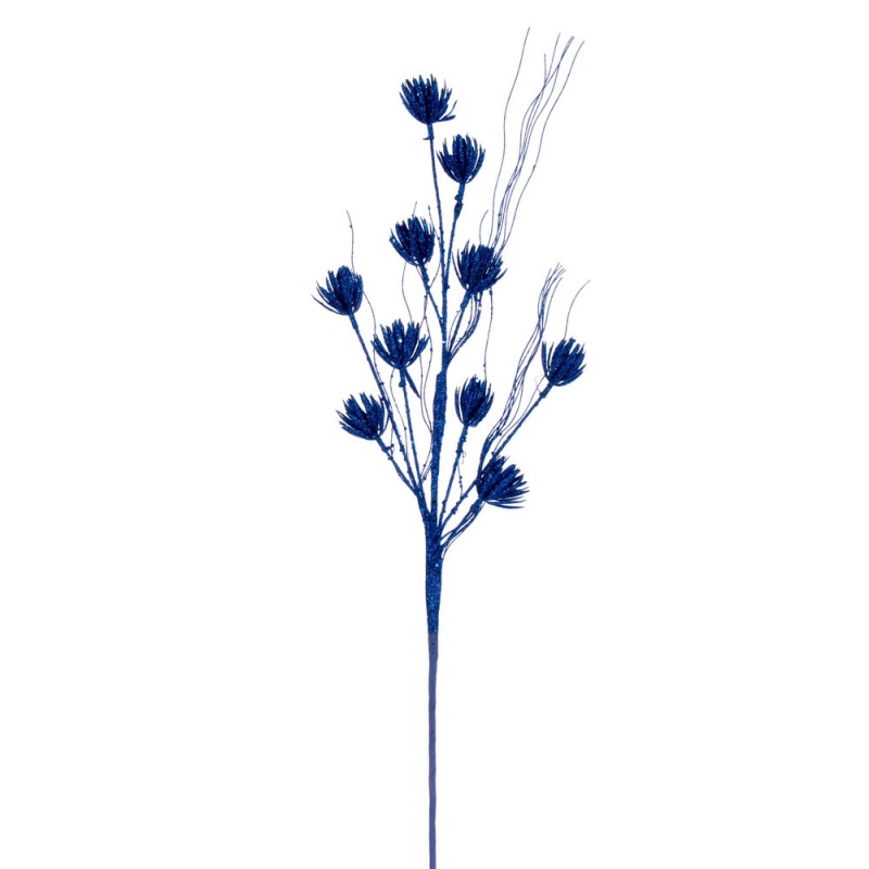 30" Blue Mini Flower Glitr Spray 6/Bg