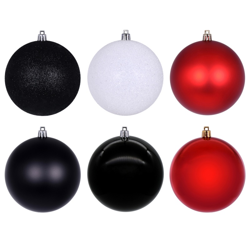 3" Red Black White Ornament Asst 12/Box