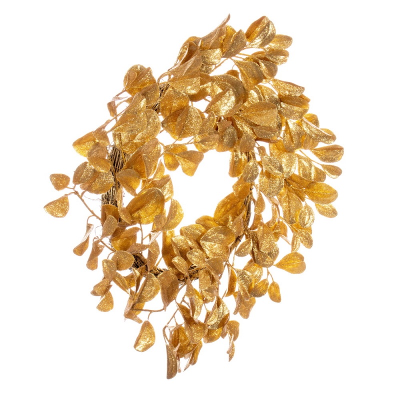 24" Gold Dogwood Glitter Wreath
