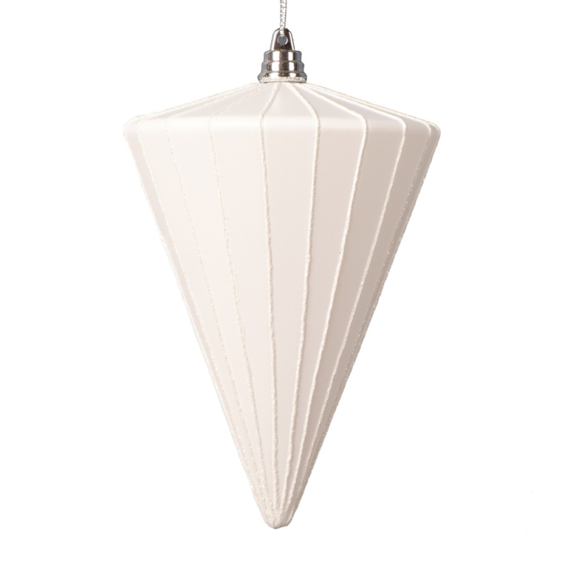 6" Matte White Cone Ornament 3/Bag