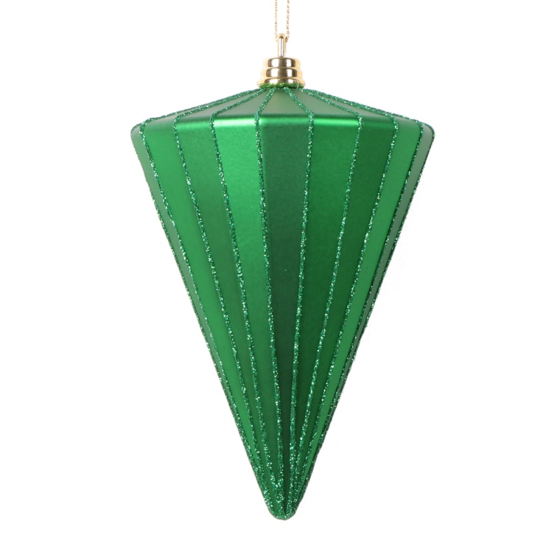 6" Matte Green Cone Ornament 3/Bag