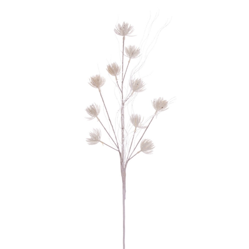 30" White Mini Flower Glitr Spray 6/Bg