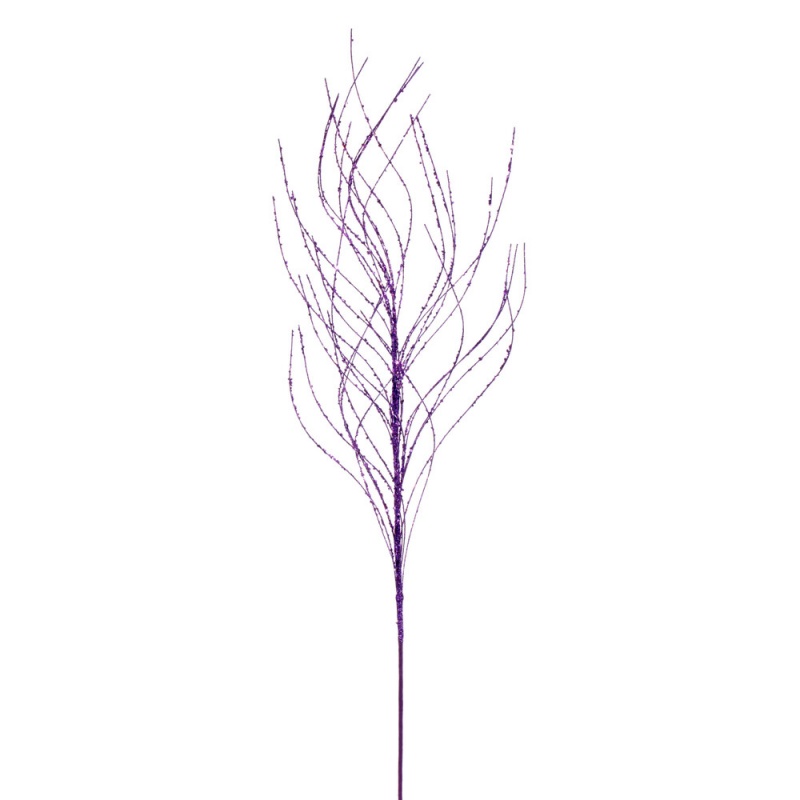 37" Purple Wavy Twig Glitter Spray 6/Bg