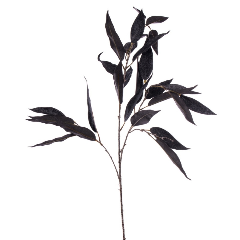 45" Glitter Black Eucalyptus Leaf 2/Bag