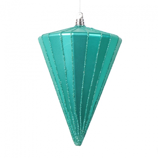 6" Matte Teal Cone Ornament 3/Bag