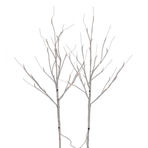 30" White Birch Branch LED40ww B/O 2/Box - Create Magical Winter Wonderland Ambiance