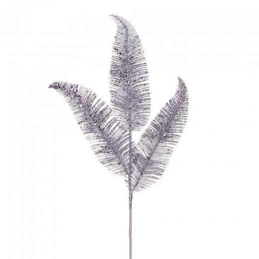 24.5" Silver Fthr Fern Glittr Spry 6/Bag