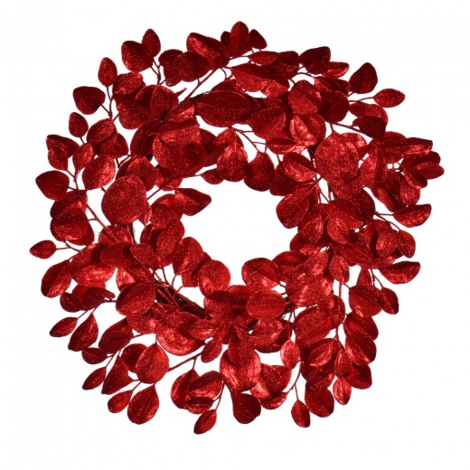 24" Red Dogwood Glitter Wreath