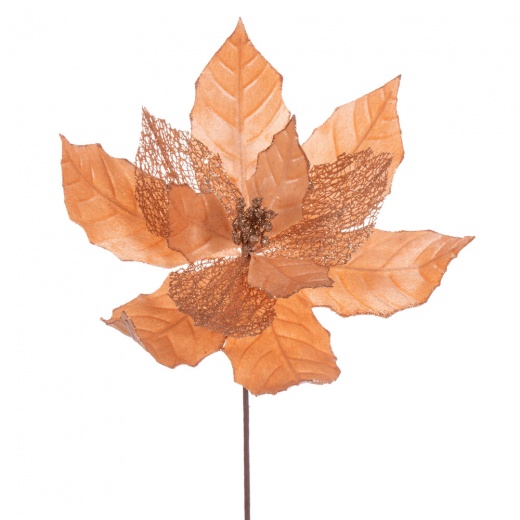 11" Rose Gold Glitr Mesh Poinsettia 6/Bg