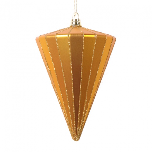 6" Matte Antique Gold Cone Ornament 3/Bg