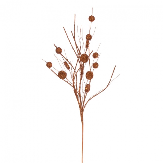 33" Burnished Orange Ball/Coin Twig Spray