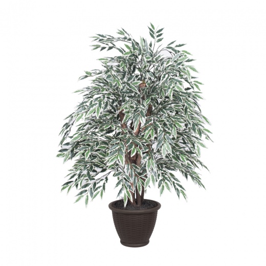 4' Variegated Smilax Extra Full - Artificial Bush with Realistic Silk Leaves