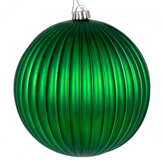 8" Green Matte Lined Ball Ornament - Add Elegance to Your Holiday Decor