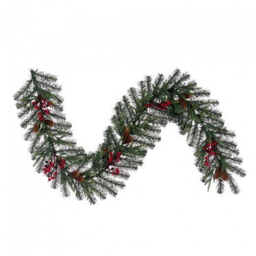 Vickerman 6' x 14" Berry Mixed Pine Cone Artificial Unlit Garland - 290t