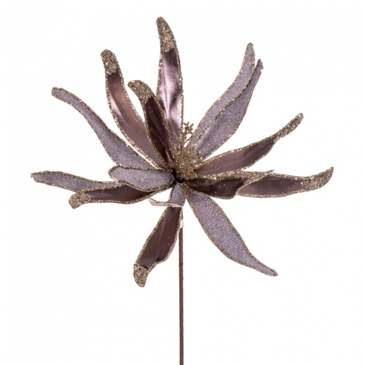 24" Pewter Metallic and Frosted Glitter Papyrus Decorations