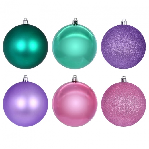 2.4" Pink Teal Lavender Ornament Assortment