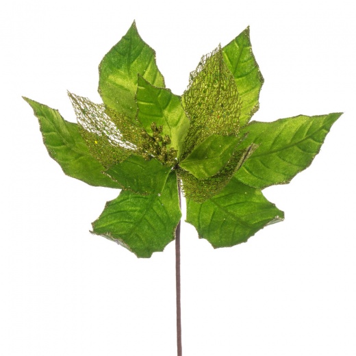 11" Lime Glitter Mesh Poinsettia 6/Bg