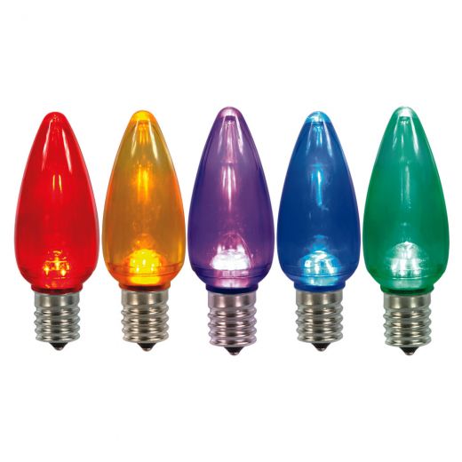 C9 Multi Twinkle Transpled Bulb 25/Bag