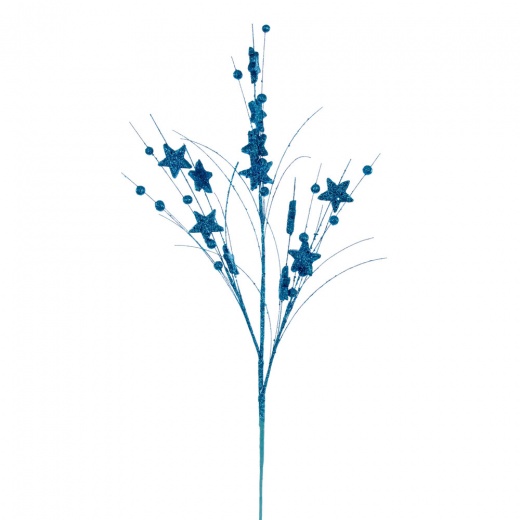 33" Turquoise Star/Ball Glitter Spray 6/Bg