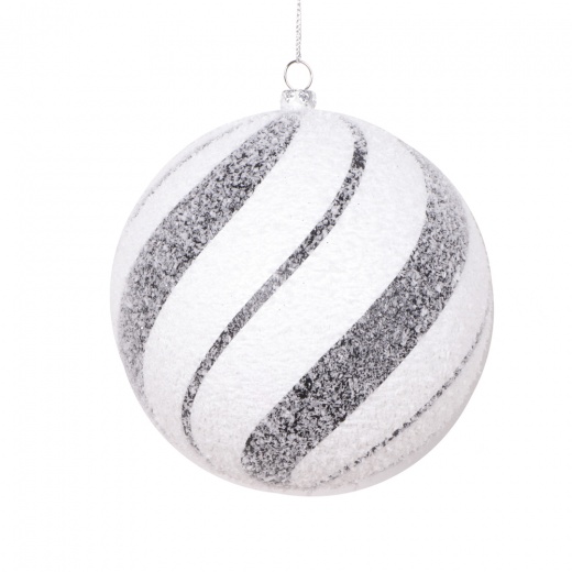 Vickerman 4.7" White Black Swirl Ball Ornament