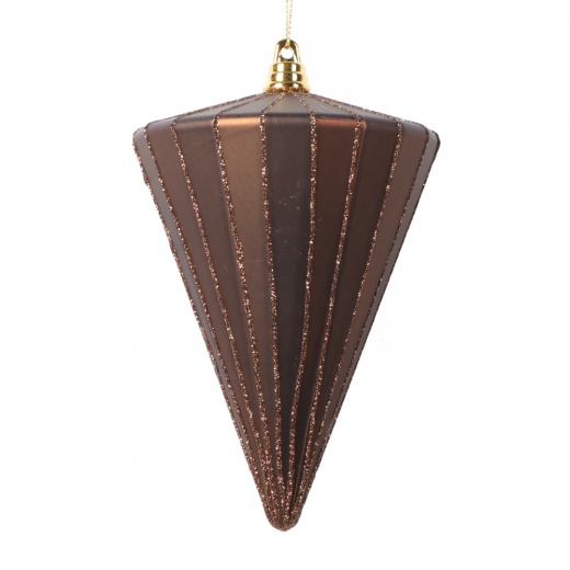 6 Inch Matte Mocha Cone Ornaments - 3 Pack