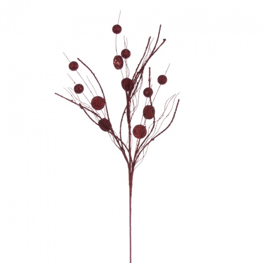 33" Burgundy Ball/Coin Twig Spray