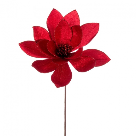 22" Red Velvet Sheen Glit Poinsettia 4/b