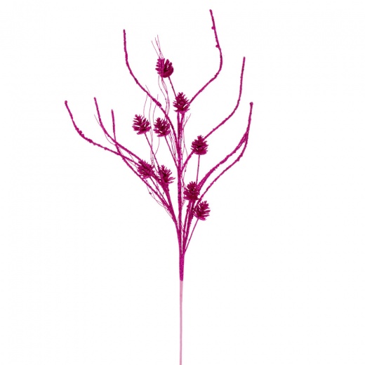 Vickerman 32" Hot Pink Mini Pinecone Twig Glitter Spray