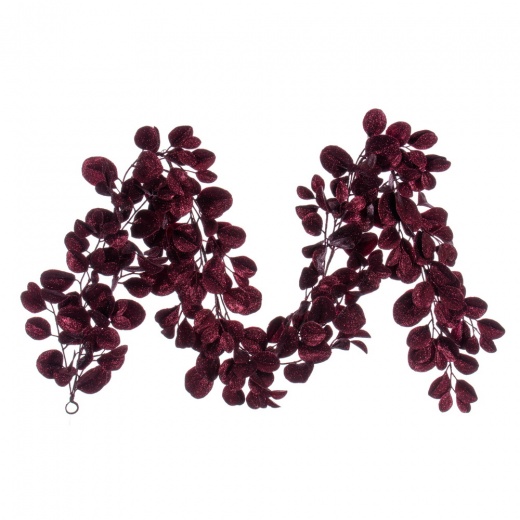 6' Burgundy Dogwood Glitter Garland
