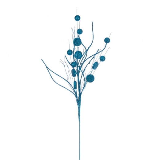 33" Turquoise Ball/Coin Glitr Twig Spray - Add a Touch of Festive Glamour