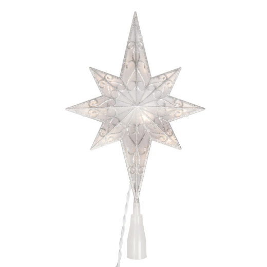 14.5" LED Silver 8Pt Star Tree Topper
