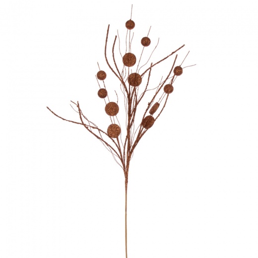 33" Copper Ball/Coin Twig Spray 6/Bg