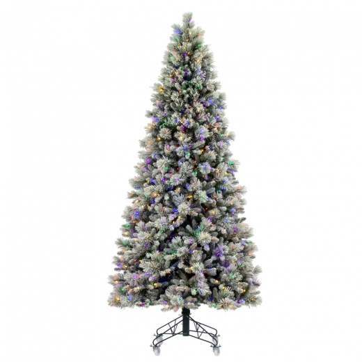 9' X 51" Flocked Jackson Dural 1000Mu Pre-Lit Christmas Tree
