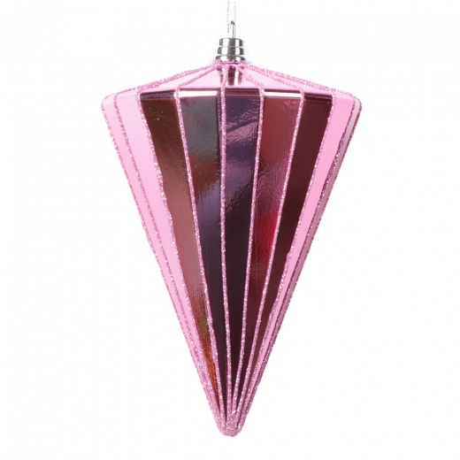 6" Shiny Pink Cone Ornament