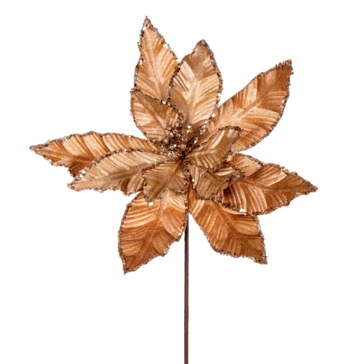 24" Mocha Velvet Poinsettia 3/Bag
