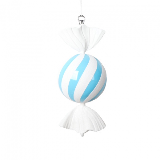 13" Baby Blue Round Swirl Candy Ornament