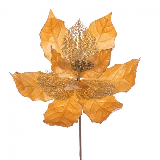11" Gold Glitter Mesh Poinsettia