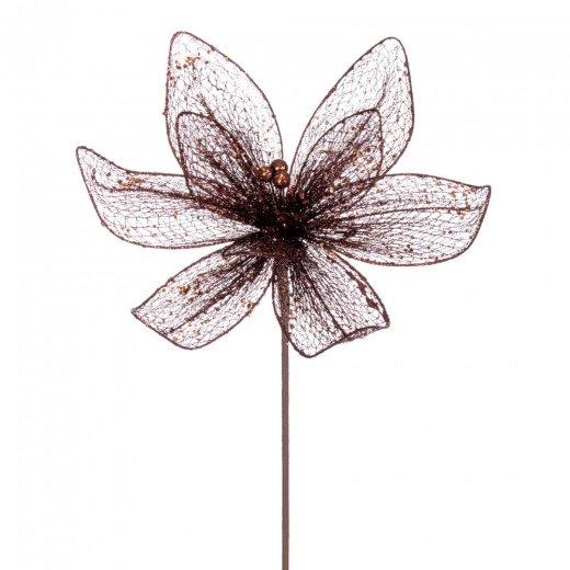 24" Mocha Mesh Glitter Sequin Poinsettia