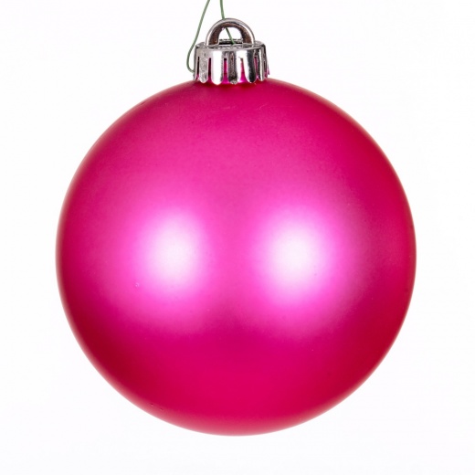 4.75" Hot Pink Matte Ball Uv Drilled Ornament 4/pk