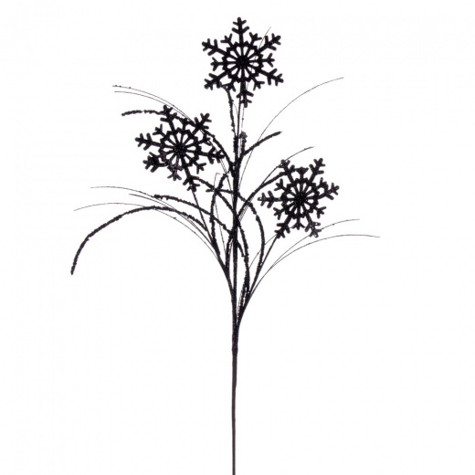 31" Black Snowflake Glitr Spray 6/Bg - Winter Wonderland Decor