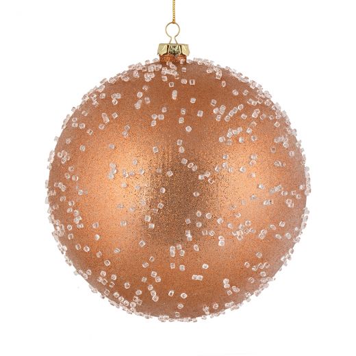 8" Rose Gold Ice Ball Ornament