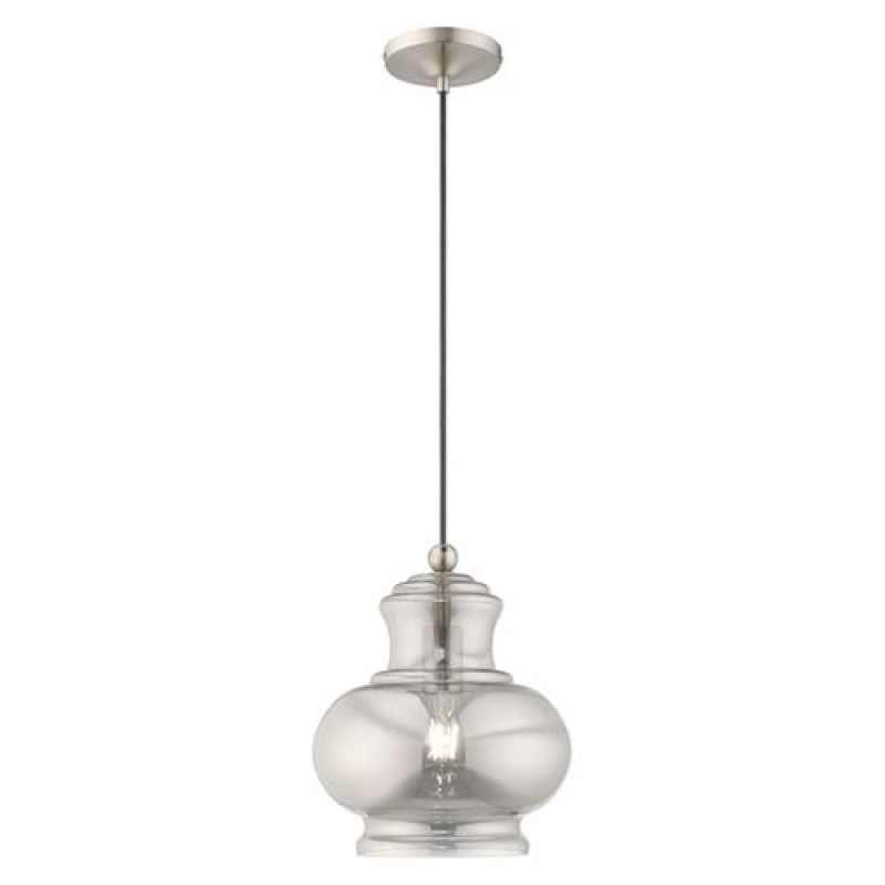 Hand Blown Art Glass Mini Pendant Light - Smoke